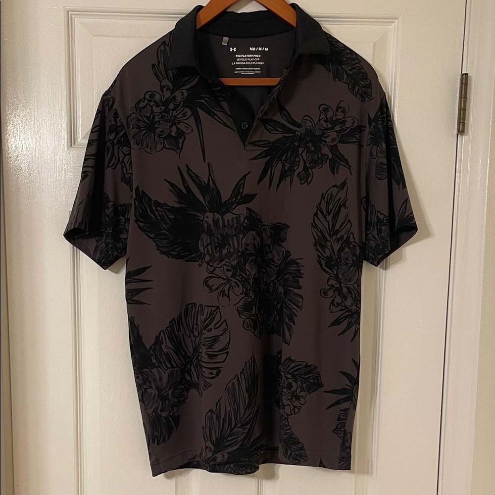 Under Armour Men's Dark Gray Floral Polo Shirt